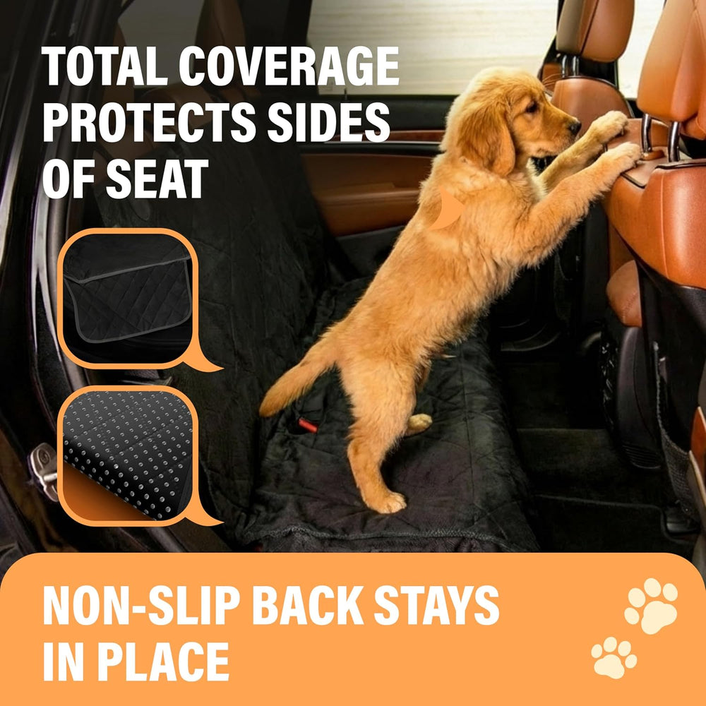 Active Pets Black Car Rear Seat Cover for Dogs, Durable Waterproof & Scra...