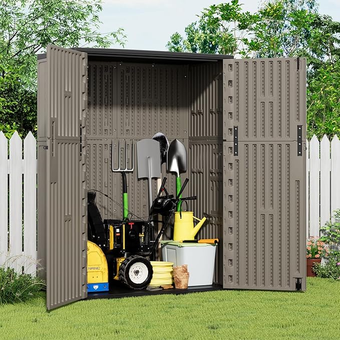KINYING Outdoor Storage Cabinet Waterproof, 57 Cu.ft Resin Vertical Outdoor