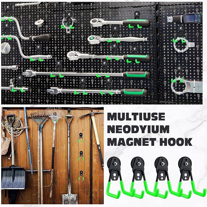 Landhoow Large Magnetic Hooks Heavy Duty Garage Magnet Hooks Strong Storage (...