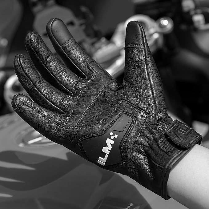 ILM Goatskin Leather Motorcycle Motorbike Powersports Racing Gloves Touchscreen