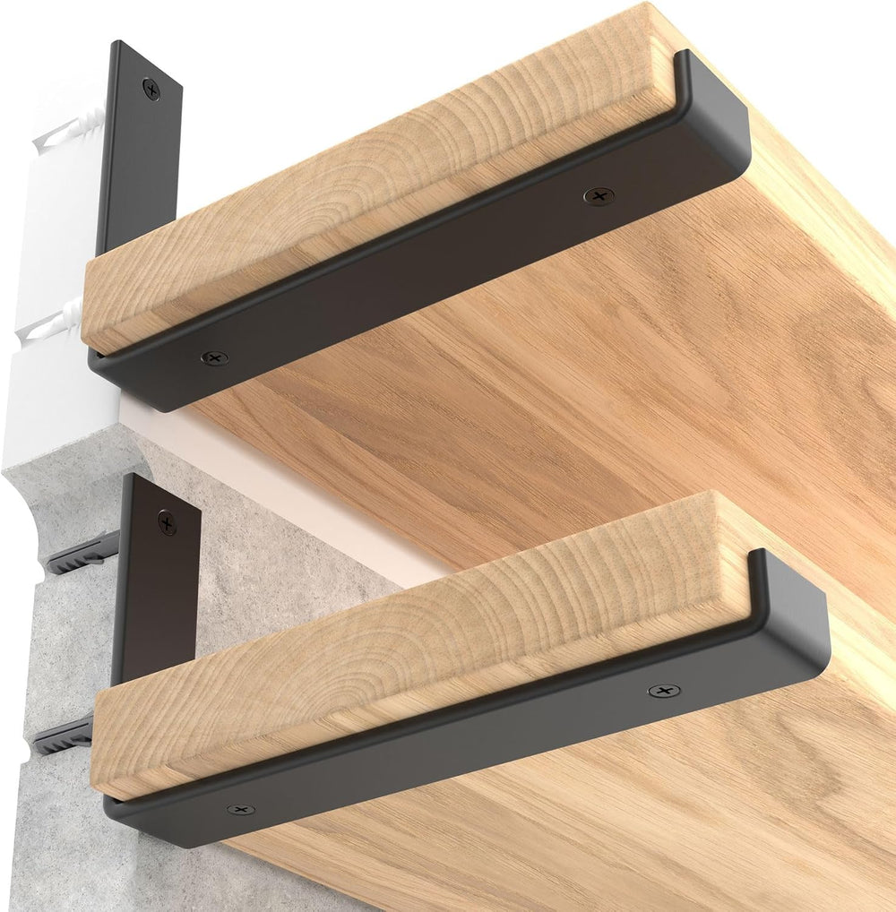 LEOPO 10 inch Shelf Brackets 12-Pack, 1/5" Thick Floating Shelf Bracket