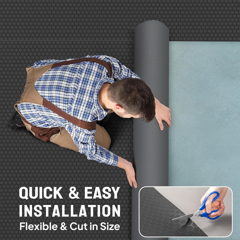 TUFFIOM 7.5 x 17 FT Garage Floor Mat, Thickened Coin Plate PVC Garage Mats Fl...
