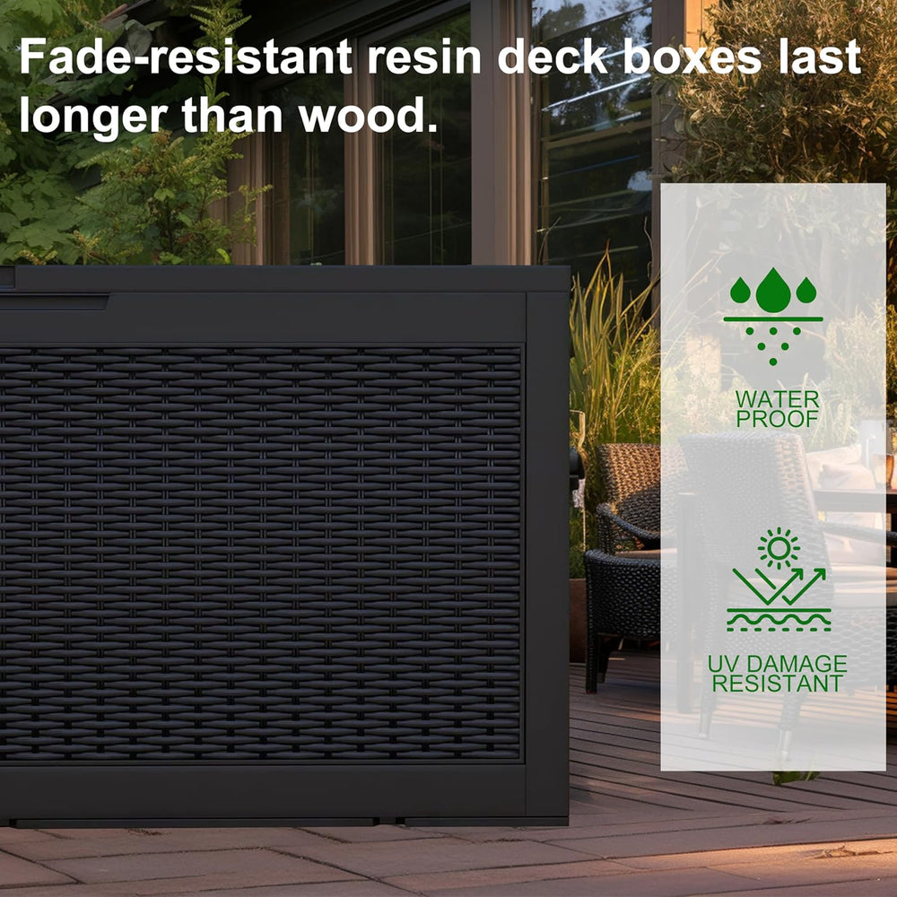 120 Gallon Outdoor Deck Box, Lockable Waterproof Outdoor Storage Boxes For Ga...