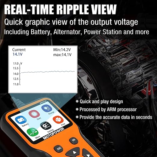 MOTOPOWER MP0515A 12V Car Battery Tester Automotive 100-2000 CCA Battery Load