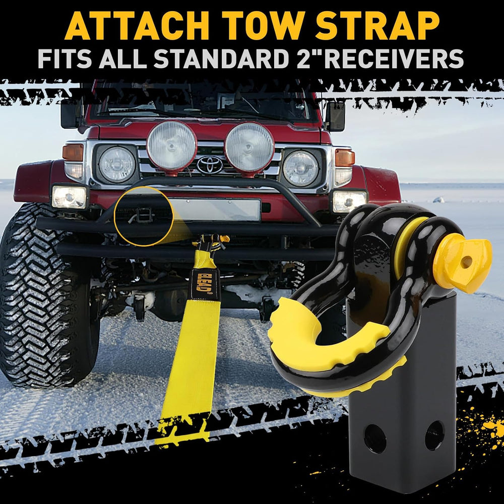 3" x 30Ft Recovery Tow Strap Heavy Duty with Hooks - 36000 LBS Break Str...