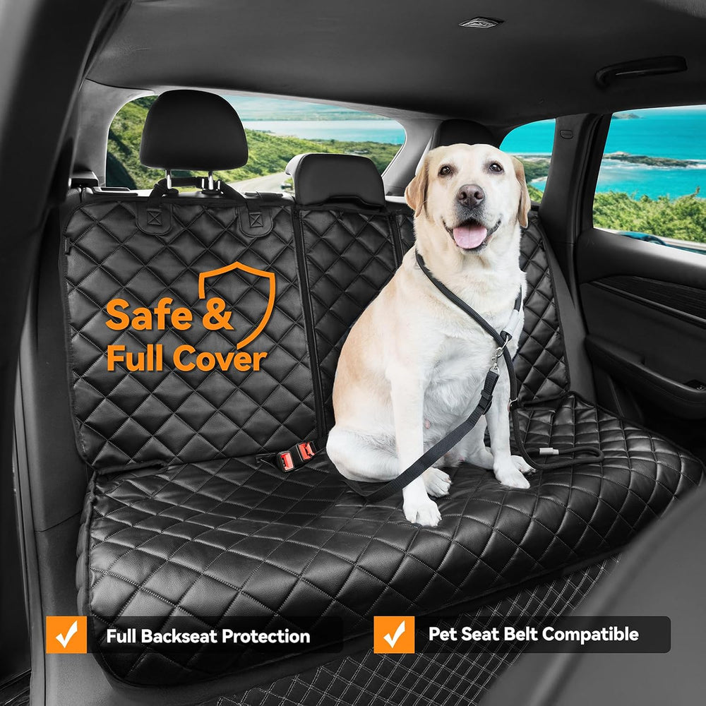 Dog Car Seat Cover for Back Seat,PU Leather BackSeat Dog Cover,Stnd,Black
