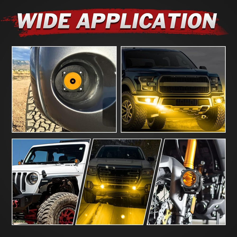 Amber LED Pods Round LED Fog Light Pods 50W 2PCS Spot LED Off Road Lights