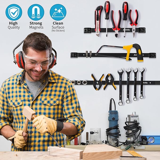 12" 18" 24" Magnetic Tool Holder Strip, Metal Tool Organizer Rack