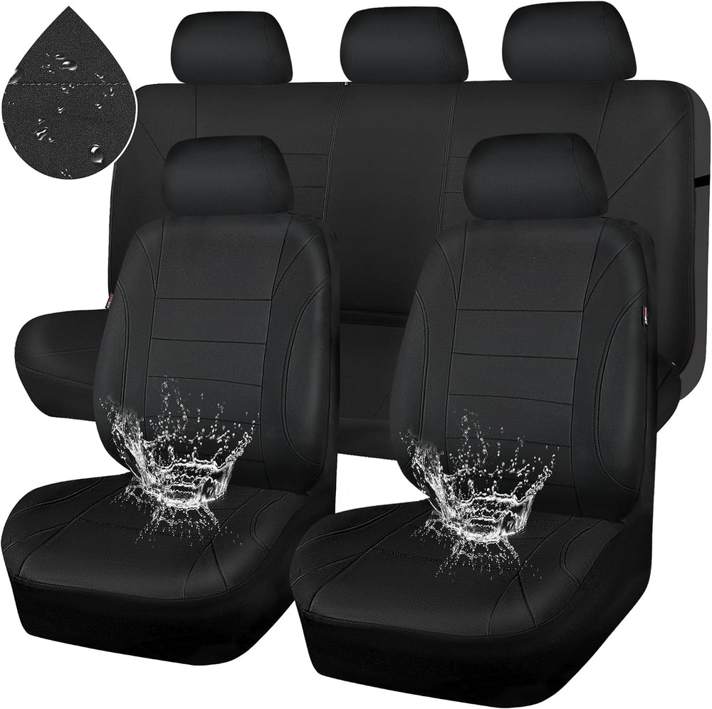 CAR PASS Neoprene Waterproof Seat Covers, Universal Fit Black Full Sets, Prot...
