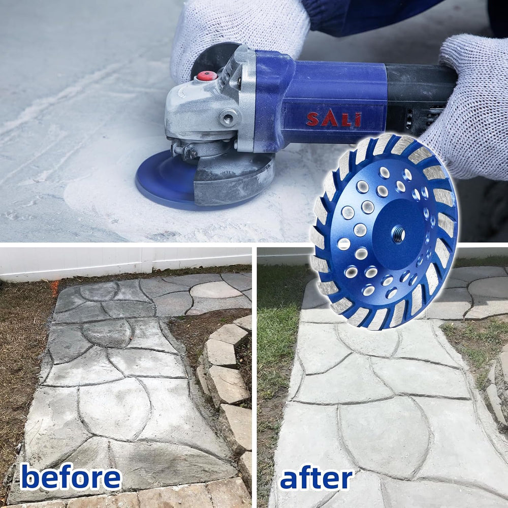 SALI 7 Inch Concrete Grinding Wheels 20 Turbo Diamond Segments 5/8-11 Arbor D...