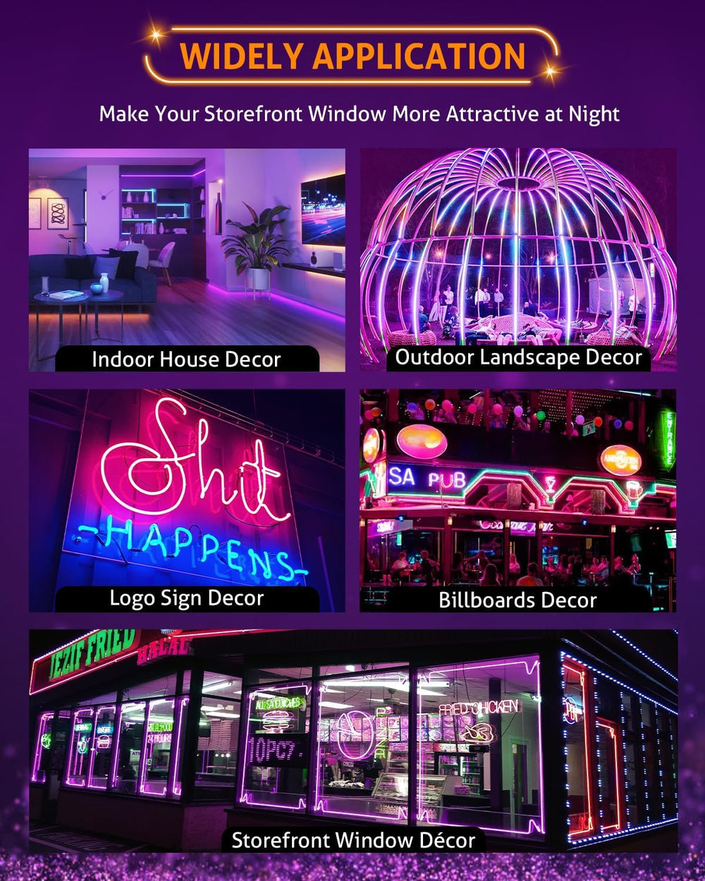 WICHEMI Storefront LED Lights Window Lights LED Lights for Business 50FT