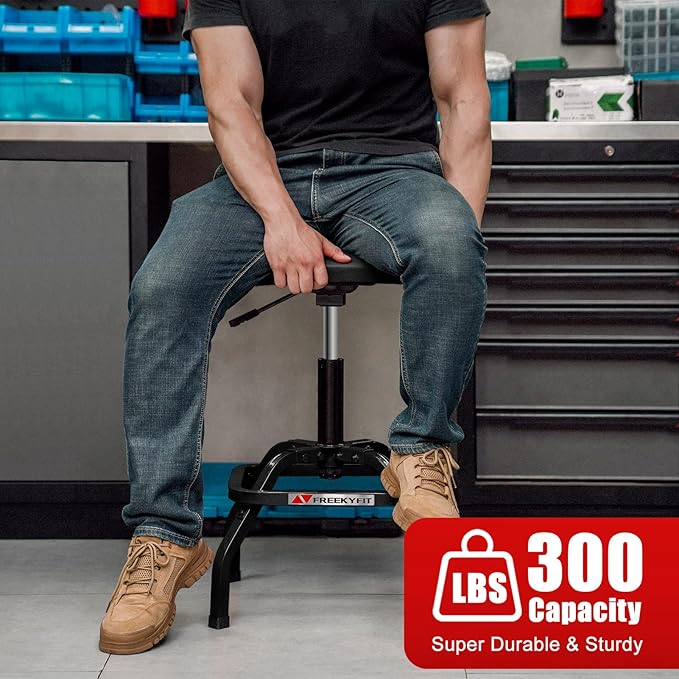 Shop Stool with Backrest, Mechanic Garage Stool