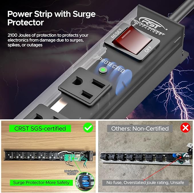 CRST 2Pack 6 Outlet Heavy Duty Power Strip