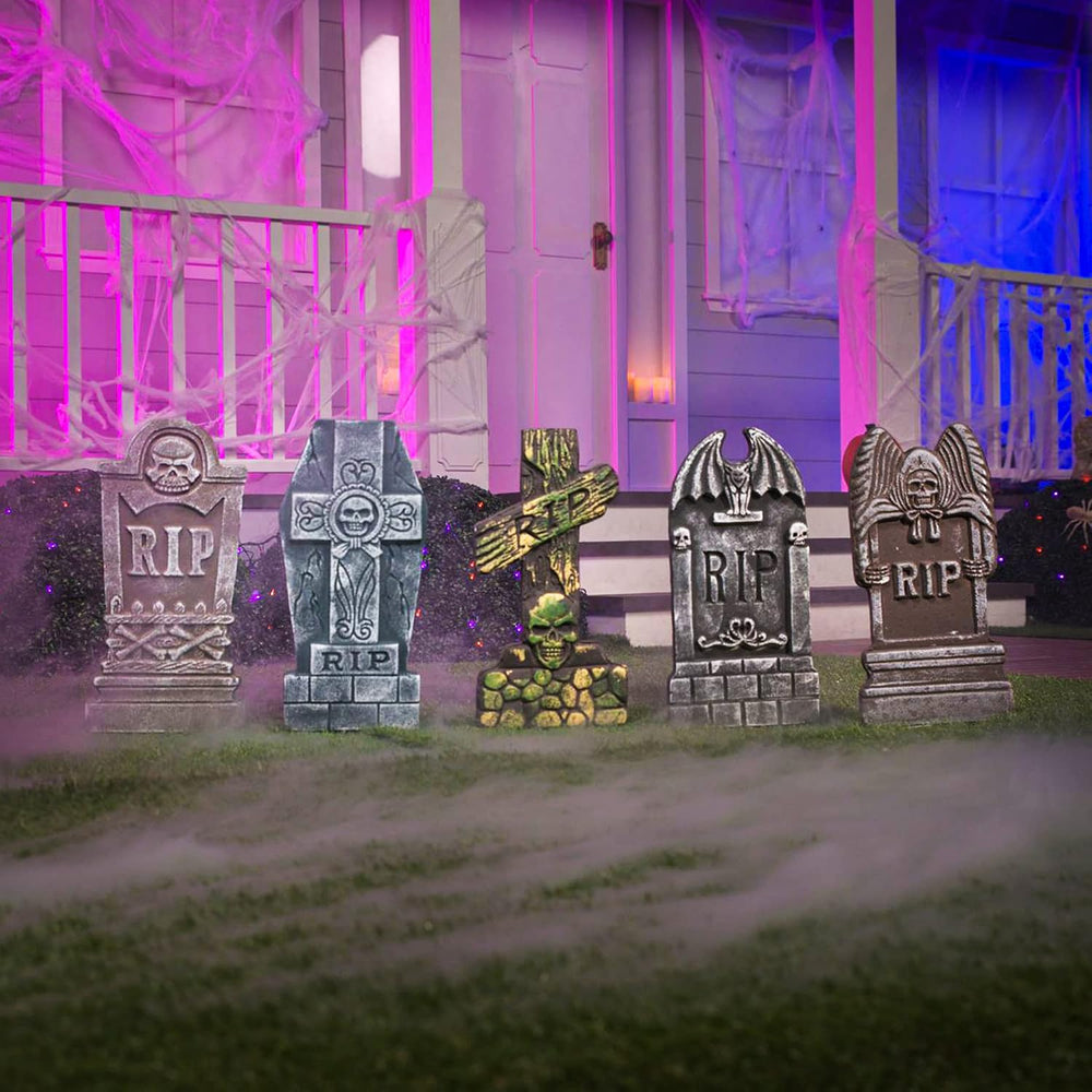 JOYIN 17” Halloween Foam RIP Graveyard Tombstones (5 Pack), Halloween Tombsto...