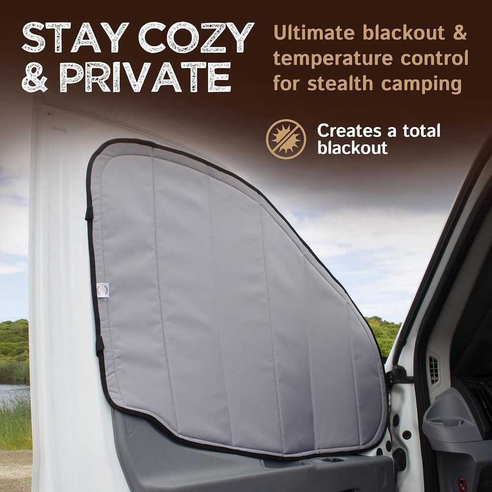 Living in a Bubble Insulated Blackout Front Window Covers (Pair) for Ford Tra...