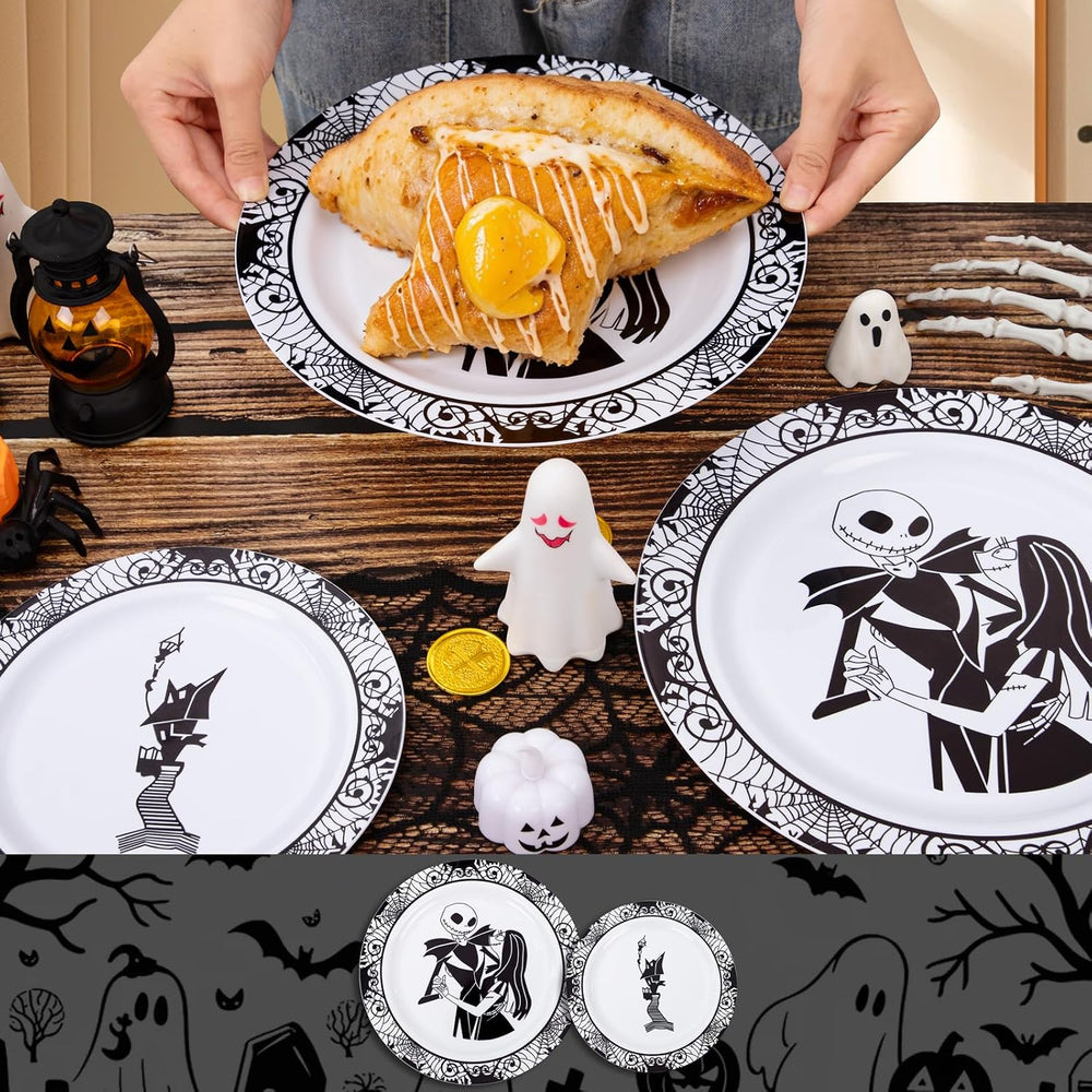 EjonirInjonir 60pcs Sturdy Halloween Plastic Plates For Spooky Party Decor