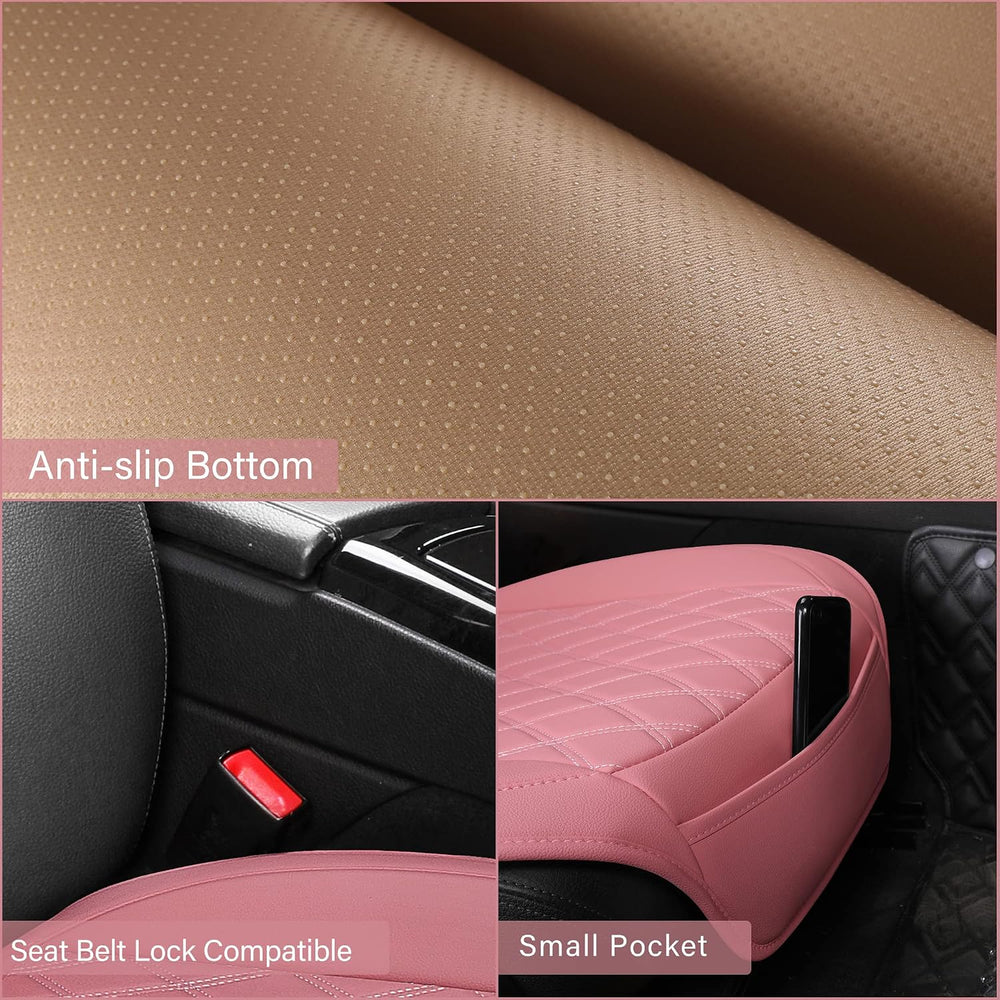 Front Car Seat Covers - Leather Seat Covers with Storage Pocket and Two Belt ...