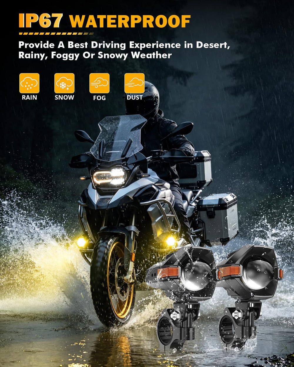 Auxbeam MT8 Series Motorcycle Fog Lights Auxiliary Lights Driving Lights