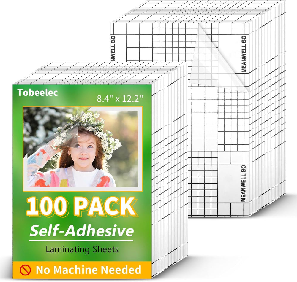 100 Pcs Matte Self Adhesive Laminating Sheets, 8.4 x 12.2 Inches Matte Finish...