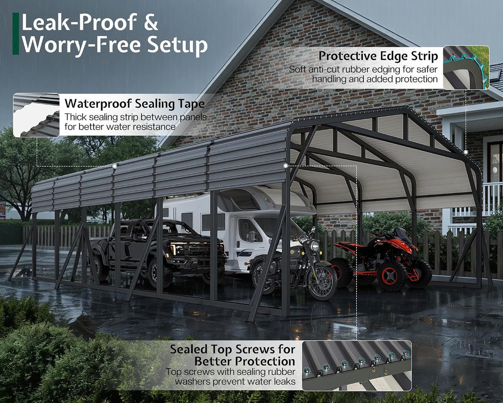 Jocisland 20x30 FT Heavy Duty Metal Carport for Multiple Vehicles