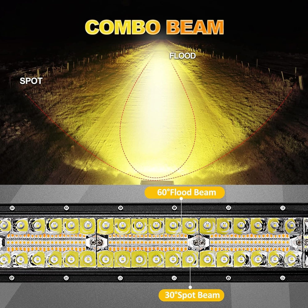 Auxbeam 50" Curved LED Light Bar, 288W Dual-Color 6 Modes Driving Lights