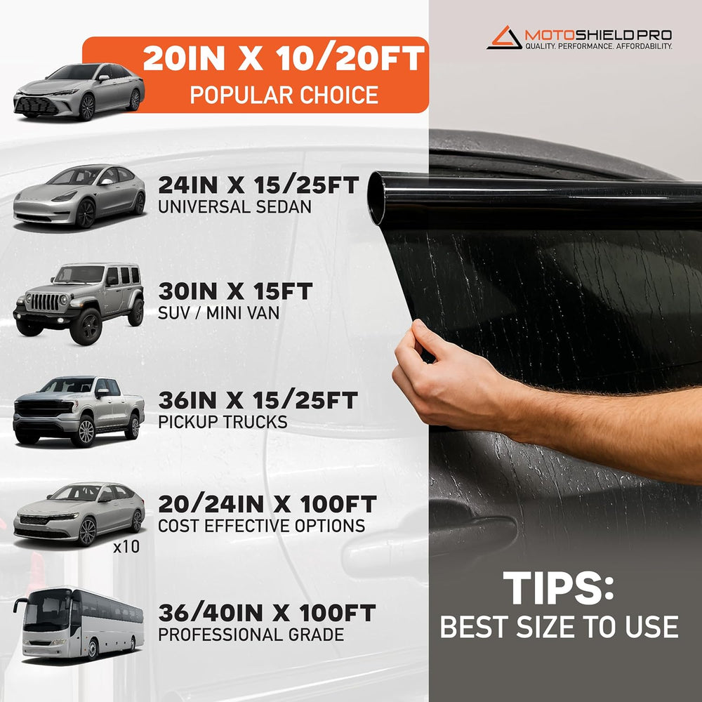 MotoShield Pro 35% VLT Nano Carbon Car Window Tint Film 40” in x 100’ ft Roll...