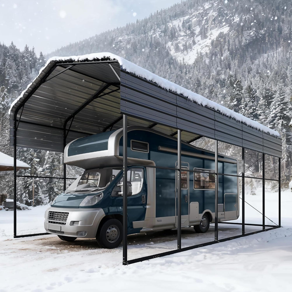 MFSTUDIO Metal RV Carport 14x25ft, Heavy Duty Carports Car Canopy Shelter