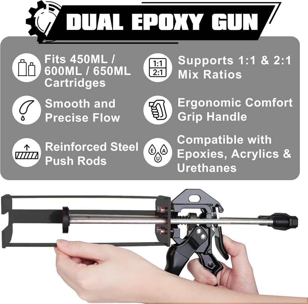 Dual Component Caulking Gun 450ML / 600ML / 650ML (1:1 & 2:1), Manual 2 P...