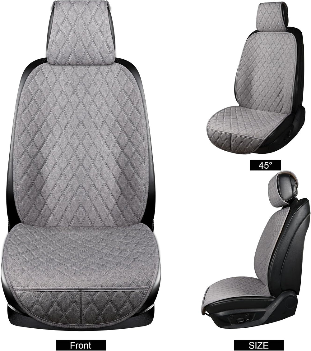 ENOGE Front Car Seat Covers, Linen Car Seat Cover, Driver Seat Protector with...