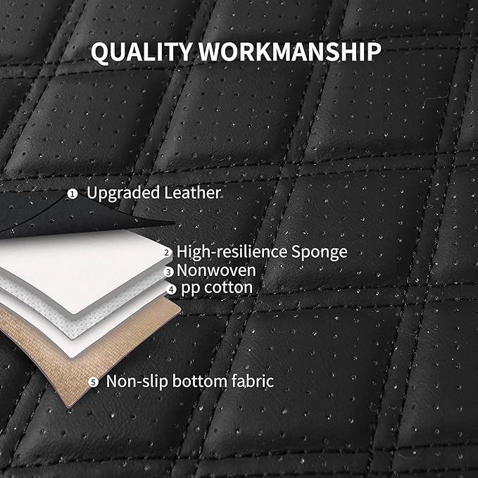 Car Seat Covers Full Set, Breathable and Waterproof Napa Leather Car Seat Cover