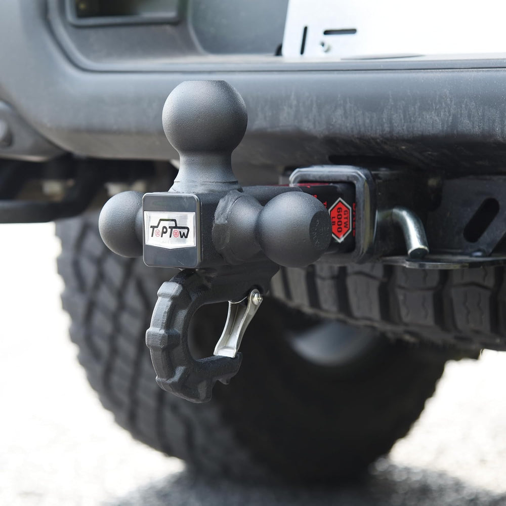 TOPTOW Trailer Hitch Tri-Ball Hitch with Hitch Balls & Beast Tow Hook Mat...