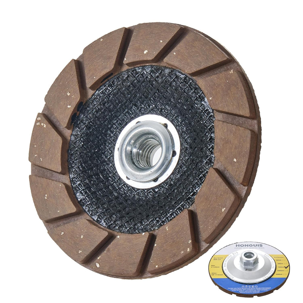 5" Ceramic Bond Diamond Cup Wheel for Concrete, 5/8-11, 100 Grit