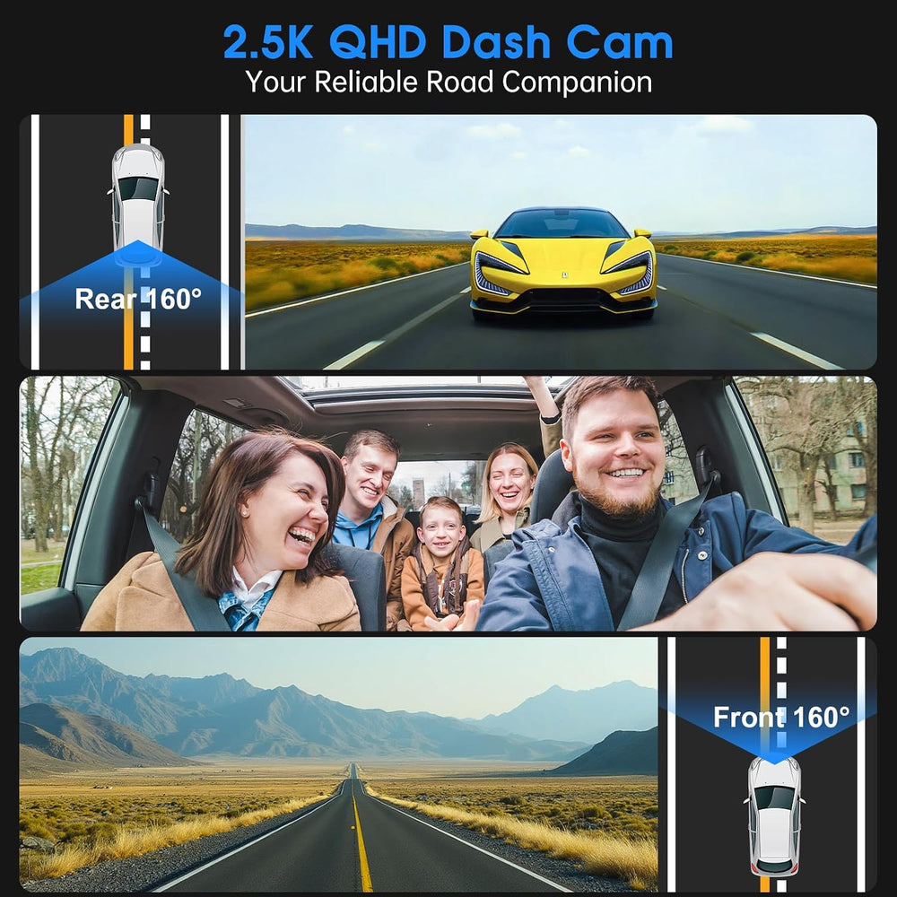 Dash Cam 2.5K Front and Rear 64GB GPS 160° Night Vision