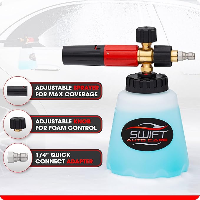 Swift Premium Foam Cannon for Pressure Washer – Heavy Duty Foam Sprayer for Car