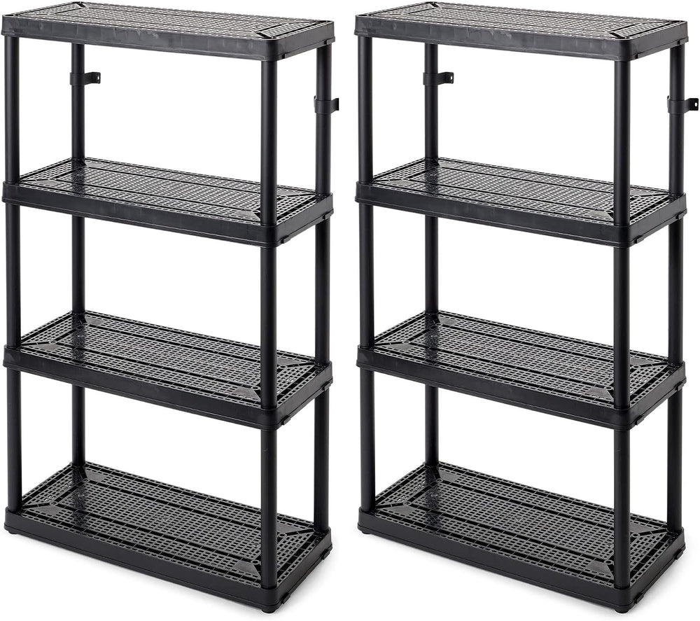 Gracious Living 4-Shelf Fixed-Height Medium-Duty Storage, Black, 2-Pack