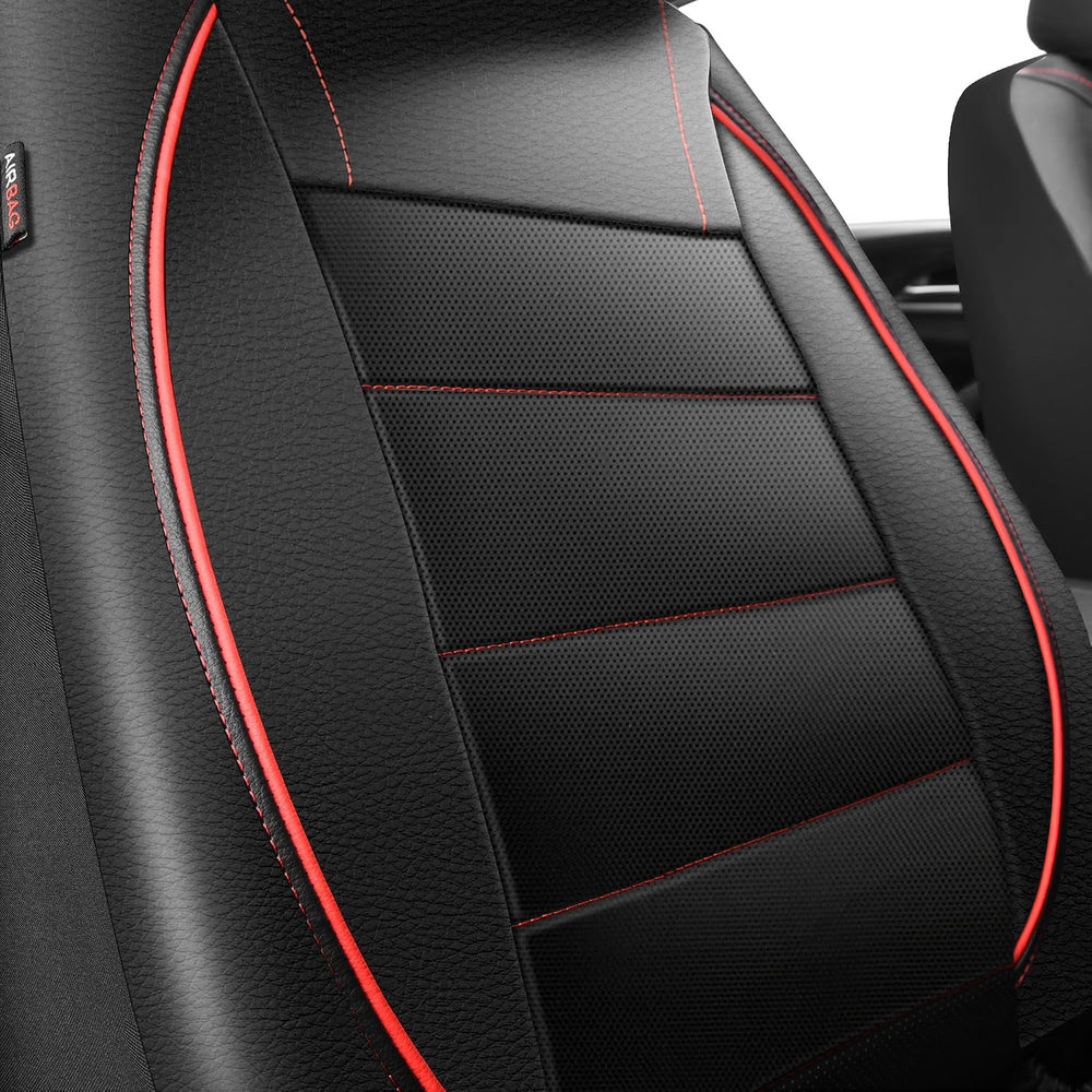 CAR PASS Universal FIT Piping Leather Two Front Seat Covers, Waterproof Faux ...
