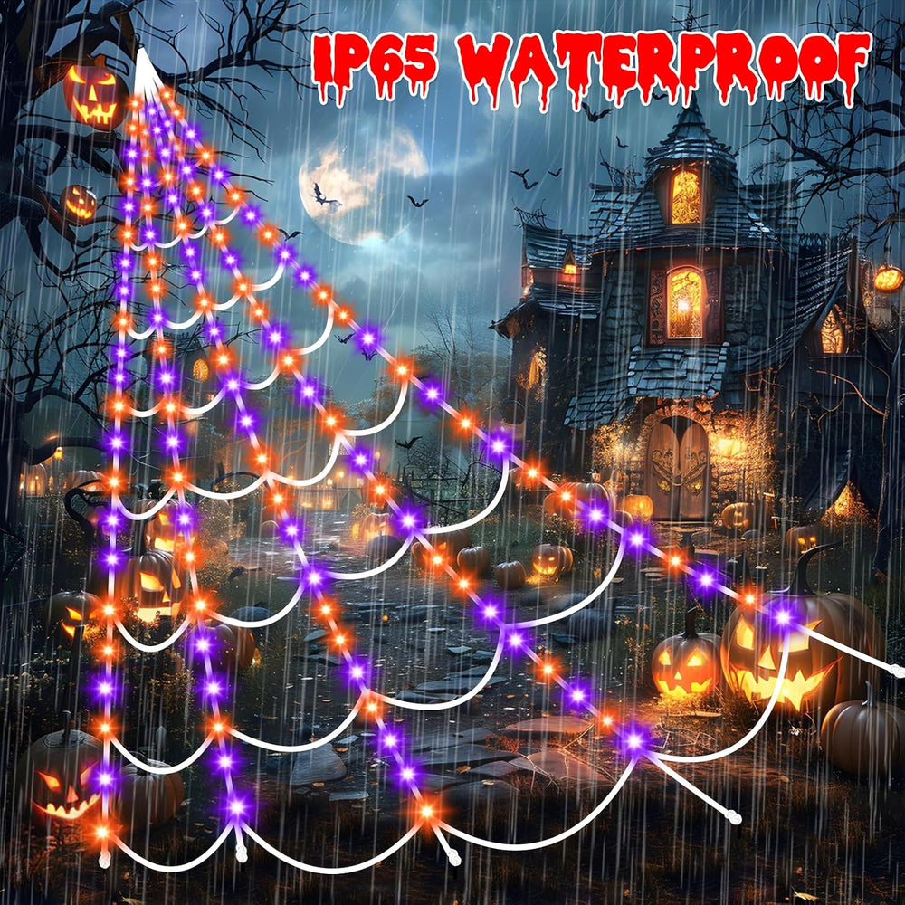 Halloween Decorations Outdoor Spider Web: Giant Light Up Spider Web Decor