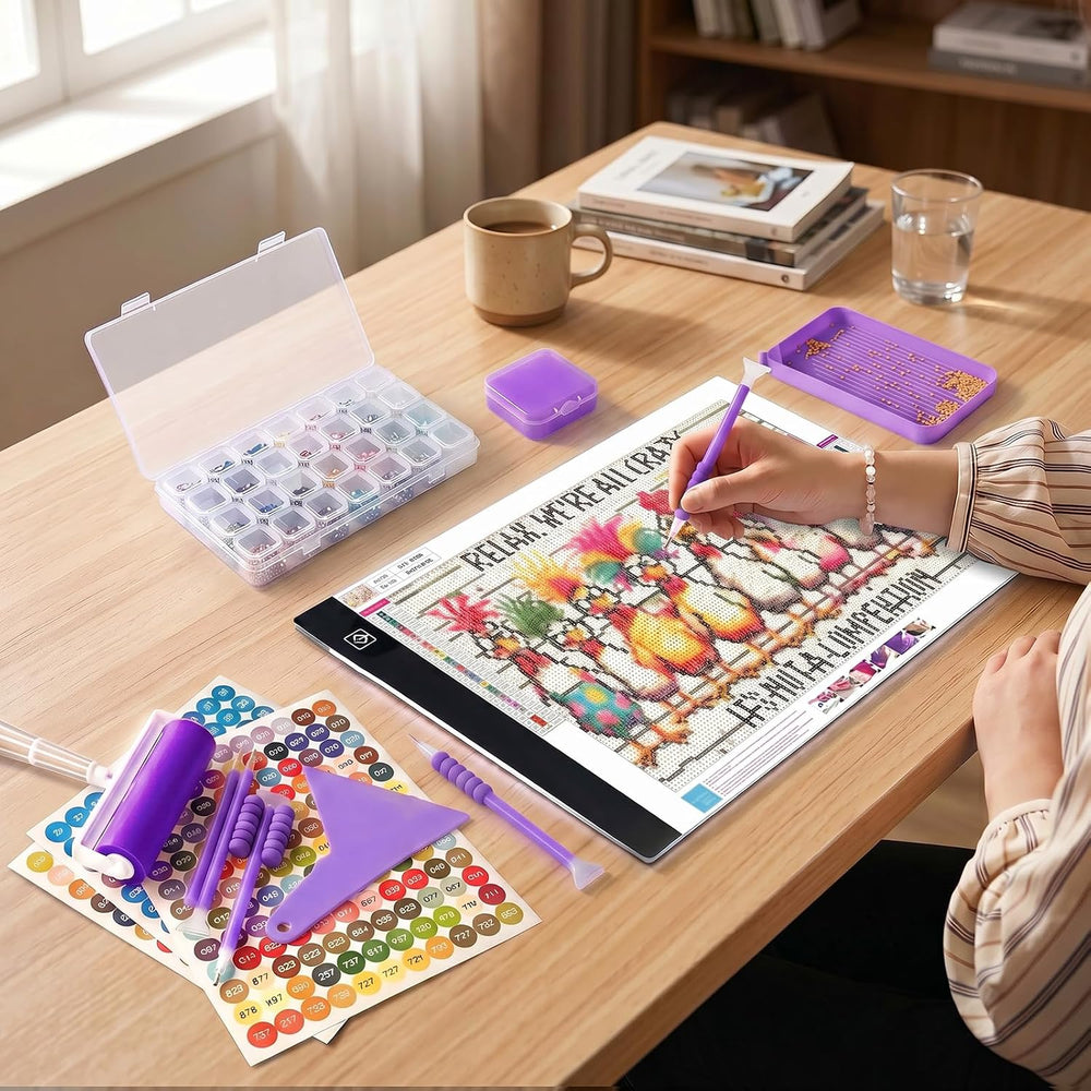 FANGZH Diamond Painting Storage Accessories Kit with A4 Light Pad, Bead Organ...