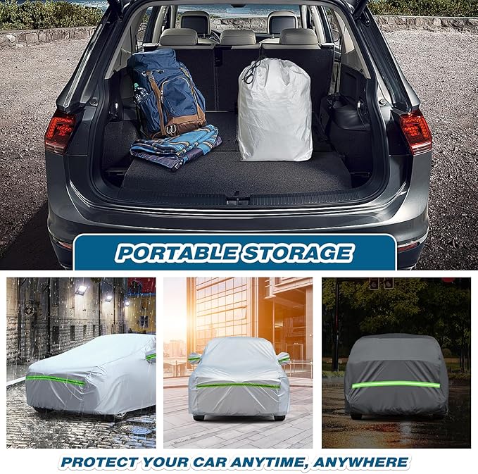 TUCAREST 6-Layers Heavy Outdoor Pickup Full Car Cover Hard Shell Zipper Design
