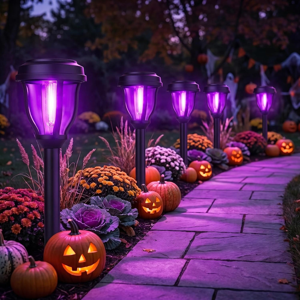 DERAYSION Solar Halloween Lights, 12 Pack Solar Pathway Lights