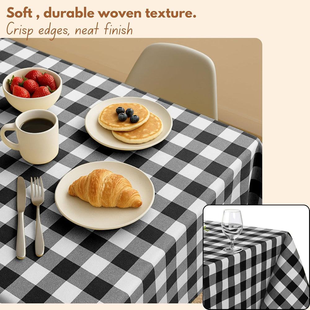 Native Fab Buffalo Check Tablecloth, 100% Cotton, 60x102 Inches, Classic Farm...