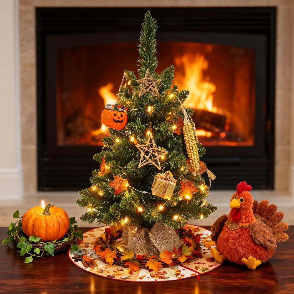 15 Inch Mini Halloween Tree Skirt Fall Thanksgiving Day Tree Skirt Small Reve...