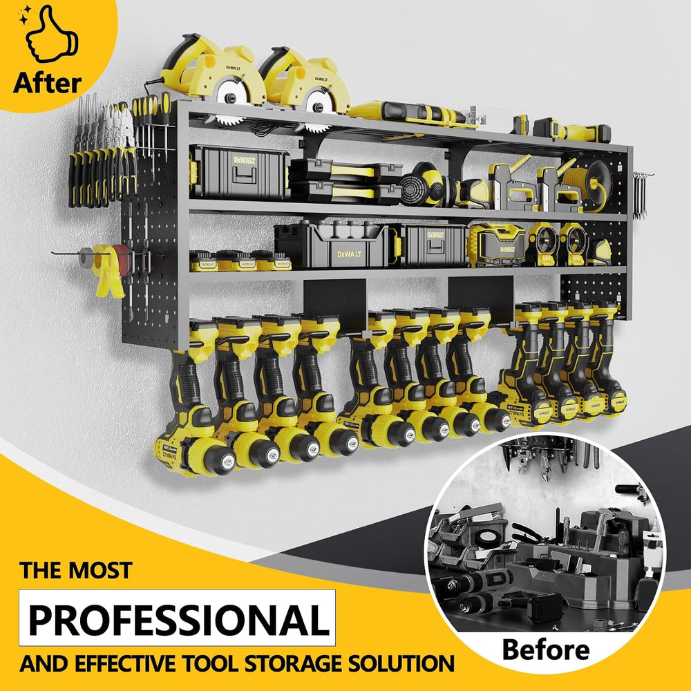 49" W Large Power Tool Organizer Wall Mount, 4 Layer Heavy Duty Metal To...
