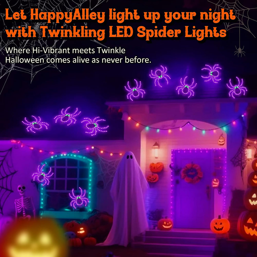 3 Pack 9" Halloween Classics Twinkling LED Spiders, Hi-Vibrant Aluminum ...
