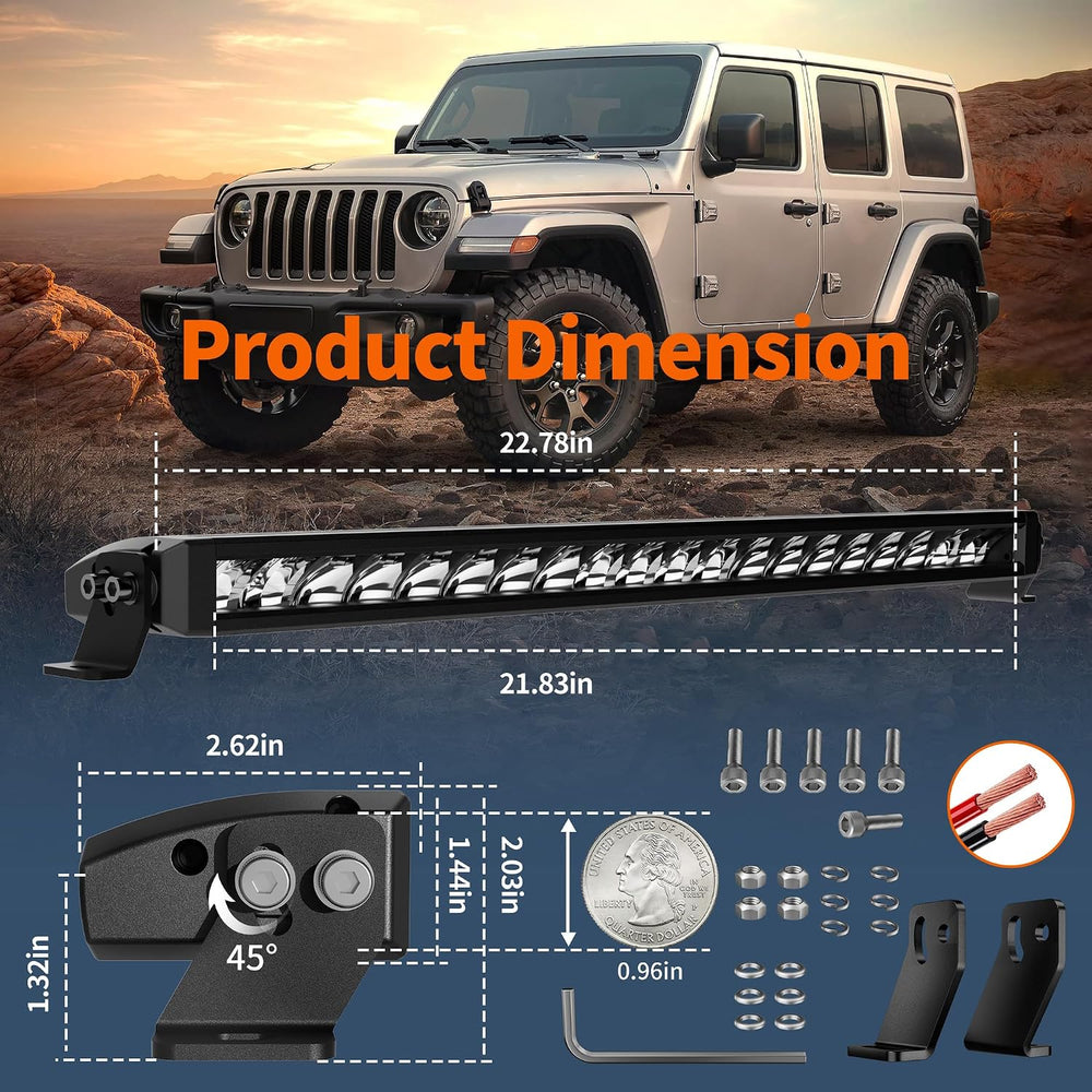 4WDKING Slim LED Light Bars 22 Inch 100W Spot Flood Combo Beam for Offroad
