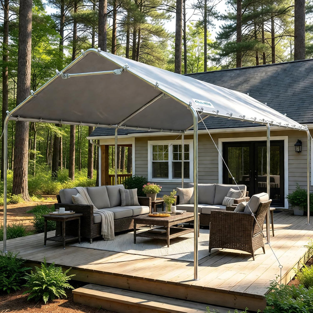 Quictent 10x20 ft Heavy Duty Carport Canopy Galvanized Car Tent Outdoor Garag...