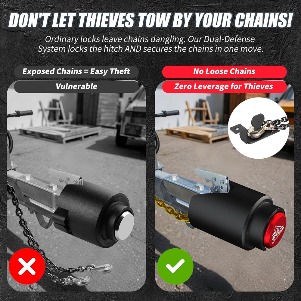 Trailer Hitch Lock for 2 Inch Coupler with Safety Chain Lock, Heavy Duty Anti...