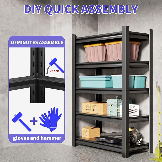 2 Set Garage Shelving Unit 72"H3000bls Heavy Duty Storage Shelves Easy A...