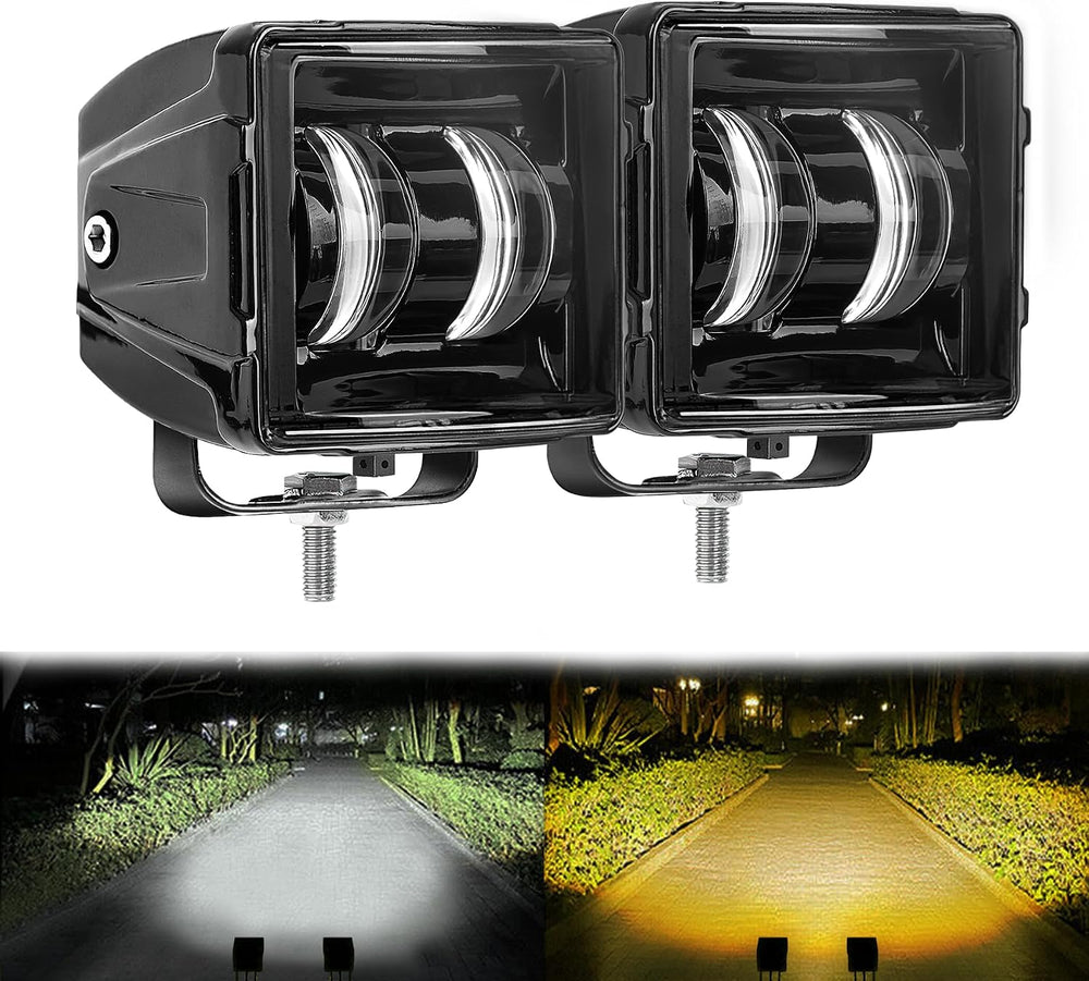 Dual Color LED Cubes Pods Lights, Super Bright 120W 3" LED Spot Work Lig...