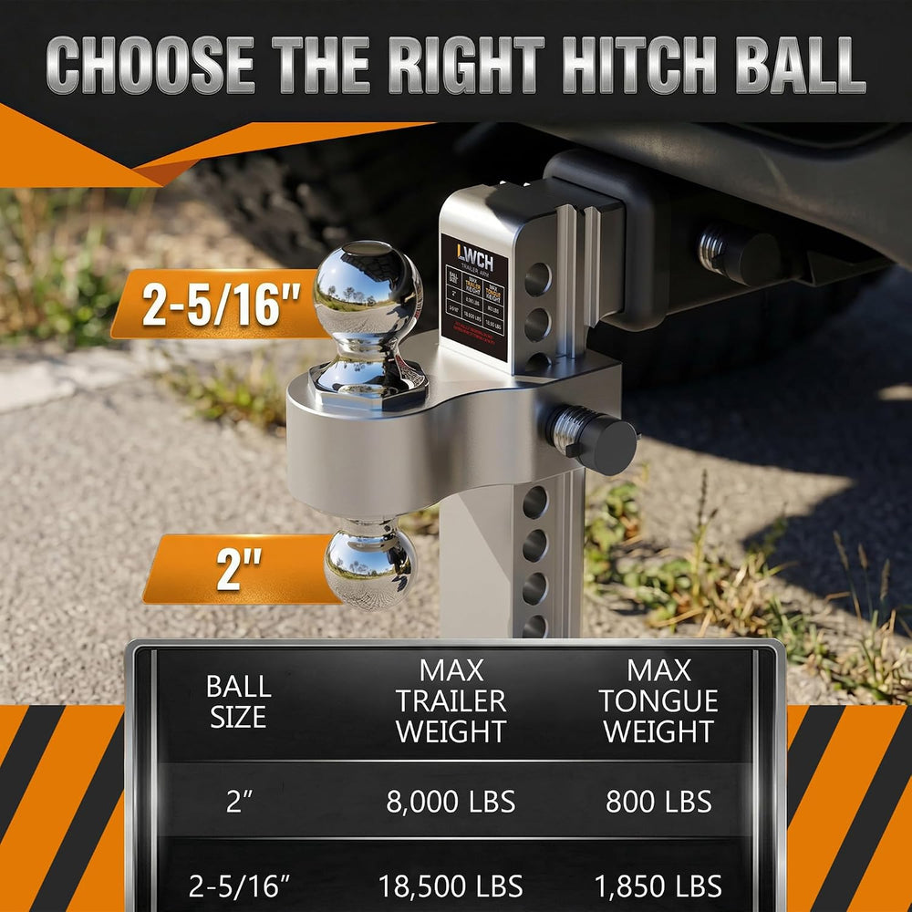 Adjustable Trailer Hitch for 2.5 Inch Receiver, 8 Inch Drop/Rise